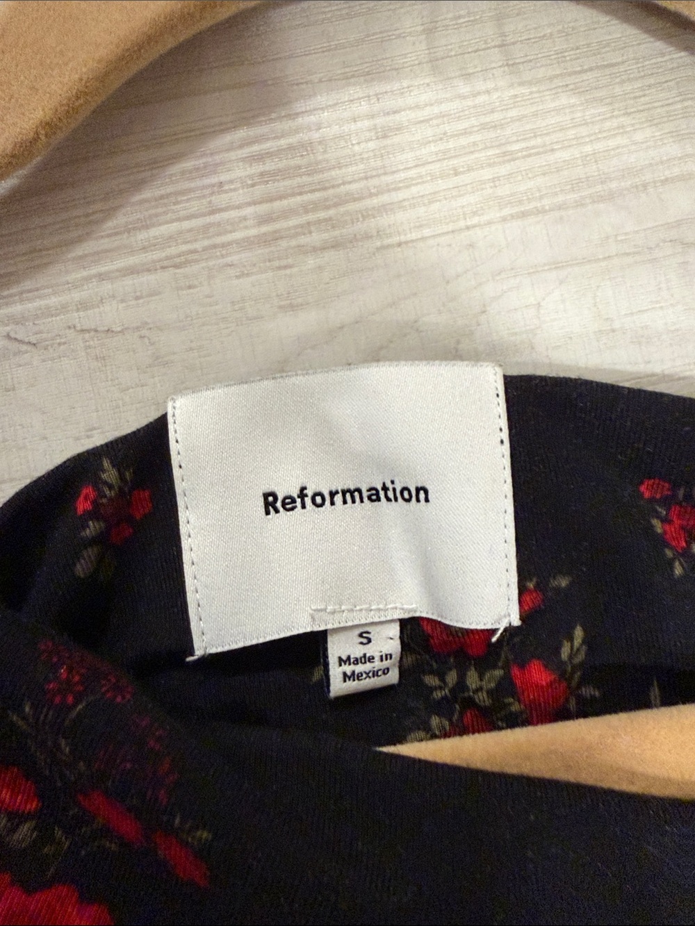 Reformation Black Midi Dress with Red Rose Print - Picture 3 of 4